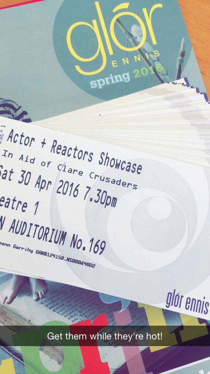 actors_reactors's tweet photo. Get them while they're hot! End of Year Showcase @glorennis in aid of @clare_crusaders...tickets on sale now! https://t.co/qLJJQxOCTx