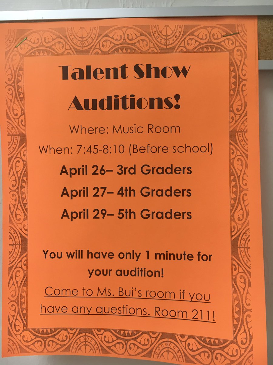 GTEtoucans's tweet image. Auditions will be next week for 3rd, 4th, and 5th graders who want to be in the talent show! #GetPracticing