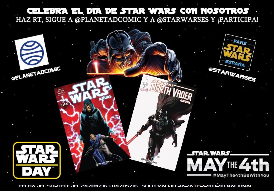 Sorteo: Lote de Cómic #StarWarsDay. Haz RT, sigue a <a href="/PlanetadComic/">Planeta Cómic</a> y <a href="/StarWarsEs/">Star Wars ESP 🌍</a> y participa! #MayThe4thBeWithYou