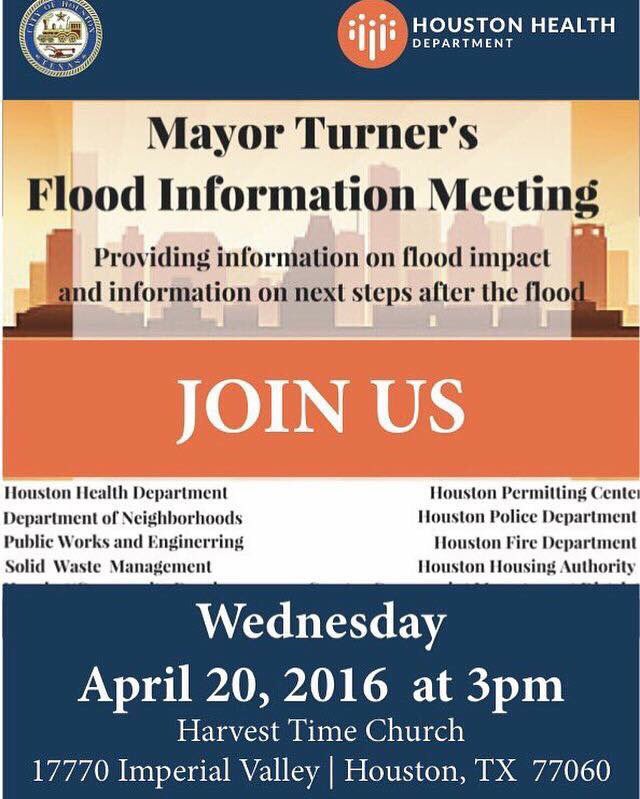 NeighborHOU's tweet image. MYR @SylvesterTurner is hosting a flood info meeting to discuss next steps for #Greenspoint residents today.