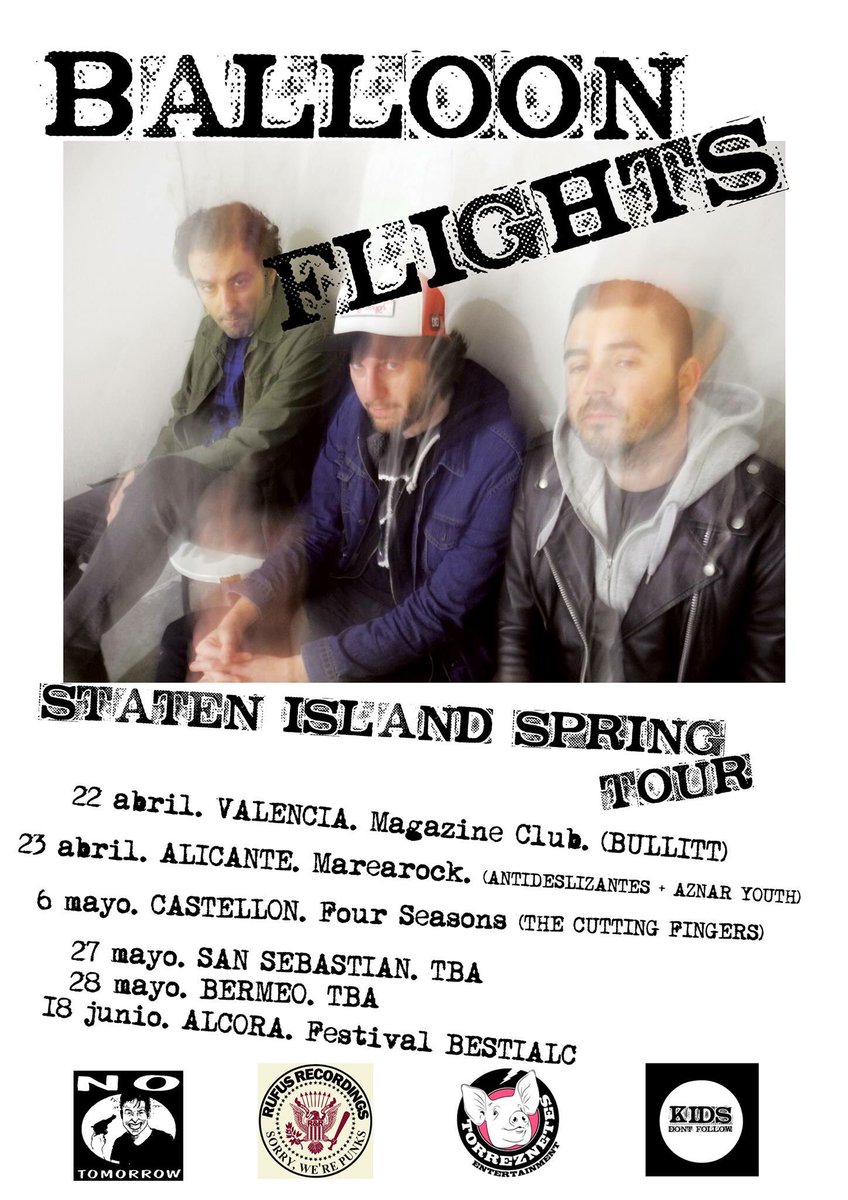 #statenislandspringtour 
Viernes 22 Sala Magazine(Valencia)
Sabado 23 Sala Marearock(Alicante)