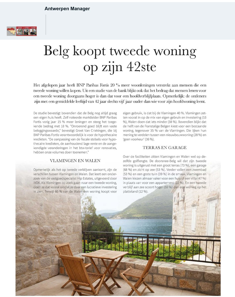 HIPestates's tweet photo. Persartikel - Hip Estates Antwerpen Manager
| Belg koopt tweede woning op zijn 42ste | #AntwerpenManager #HipEstates https://t.co/yBVyehvsdj