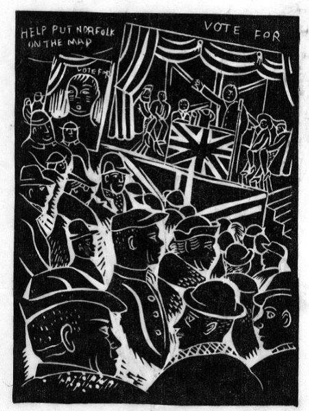 NorfolkArts's tweet image. Put #Norfolk on the Map a 1940 #print by Barbara Bowlby Browne #installweek @NorfolkTour