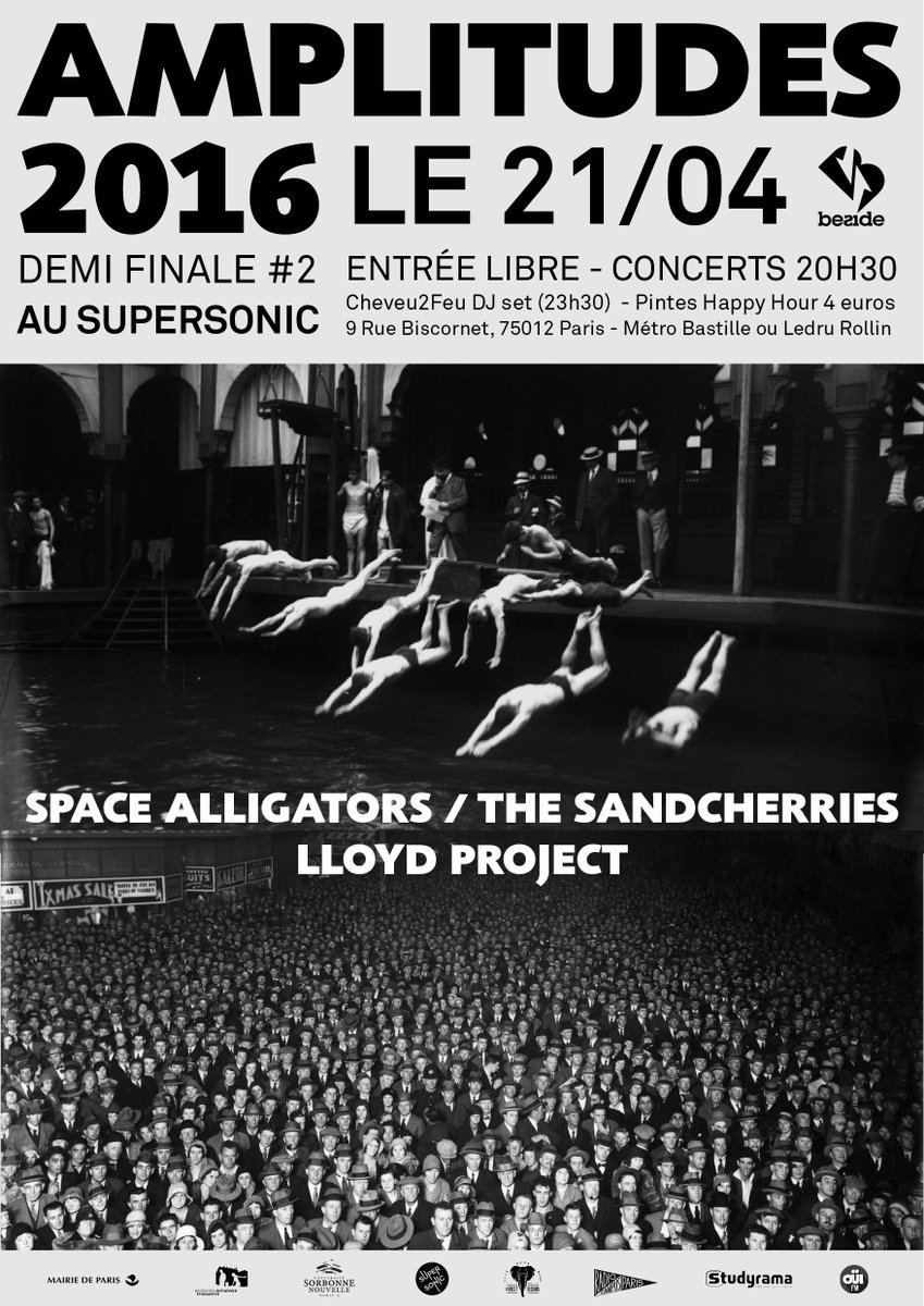 BesideLabel's tweet image. Grosse soirée ROCK demain ! @SUPERSONICparis @SpaceAlligators @TheSandcherries @lloydproject bit.ly/1SboHSJ