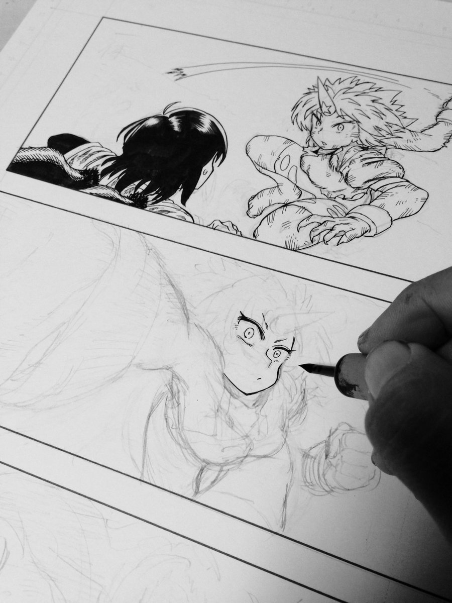 基本的に下書き→ペン入れ→ベタの順だけど、画面の白黒バランスを調整しながら描いてるからベタを先にやるときもけっこうある 