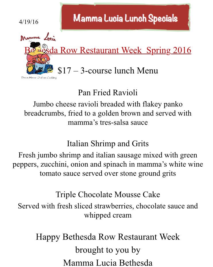 Come enjoy lunch in Bethesda this week for Bethesda Restaurant Week! 🍓