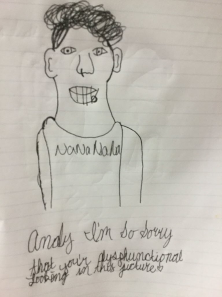 camogurly233's tweet photo. @andyblack sorry you look so dysfunctional in my picture I'm a terrible artist but hey it tried 😂😂😂😭😭 https://t.co/ROGusOa5FU