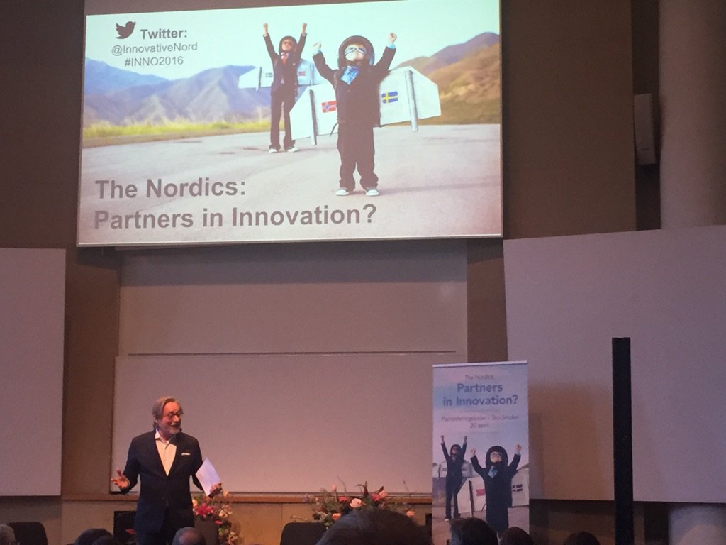 InnovativeNord's tweet photo. Bjørn Rosengren: "Det er idéen som skal vinne, den sterke nasjonalfølelsen må bort!" #INNO2016 https://t.co/AcH0vESbjD