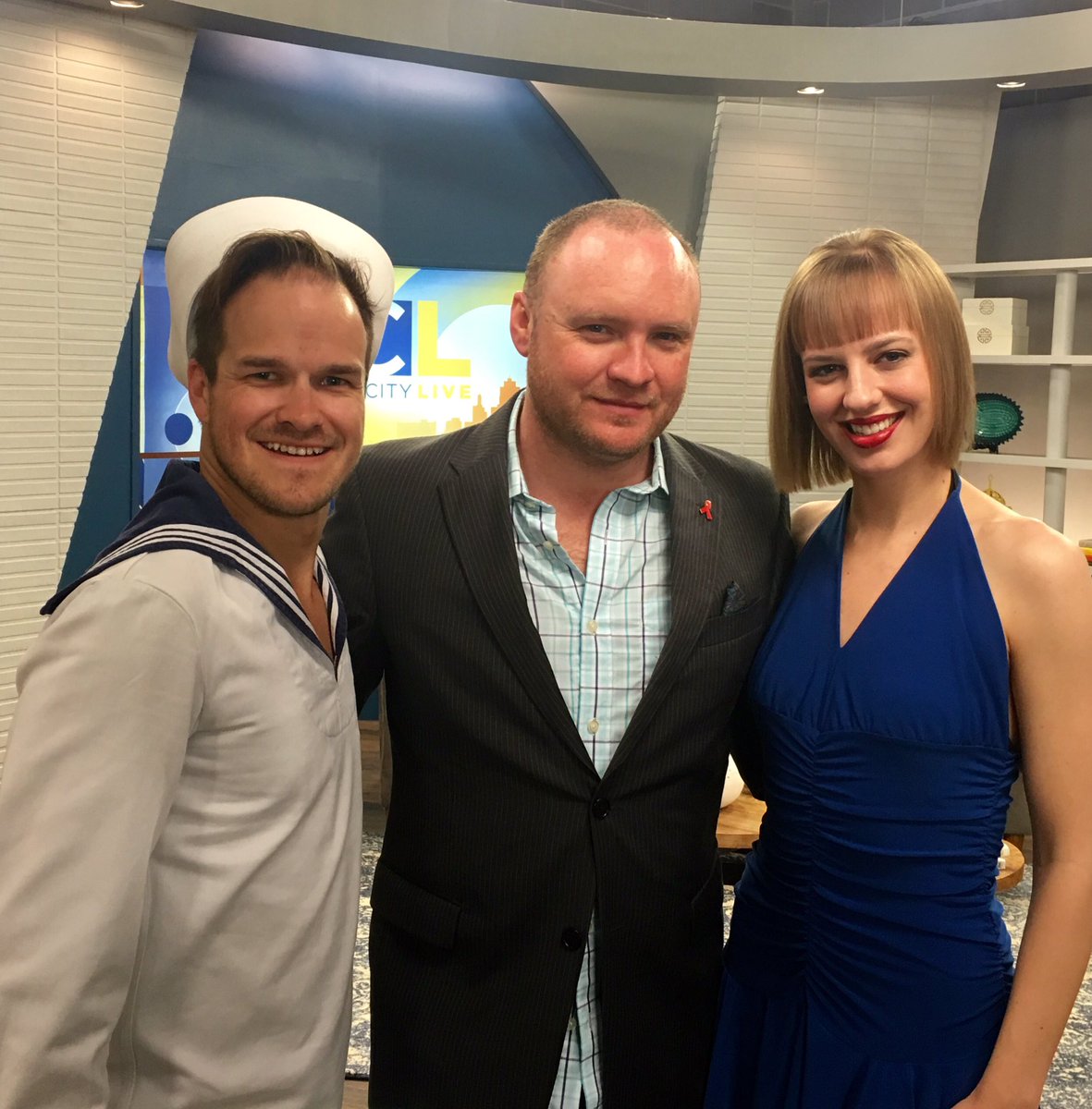 bloompartykc's tweet photo. Chadwick & co. on @KCLiveTV with @joelkclive and @MichelleKCLive talking #bloomfleetweek and swing dancing! https://t.co/ZvfOz2lEmt