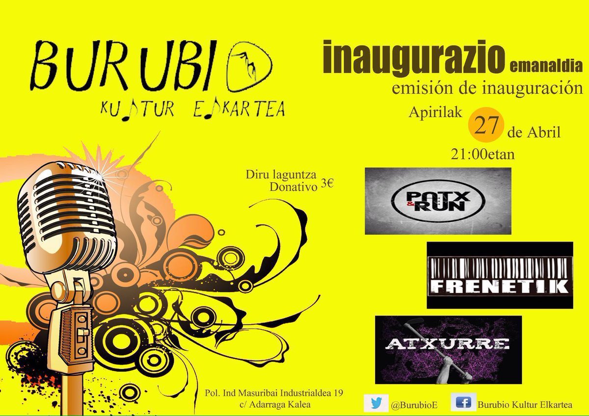 Aste bat barru Burubioren inaugurazioan egongo gara!!! Egurre!!!!