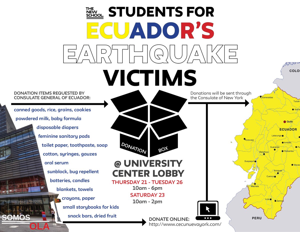 ObservLatAm's tweet image. Student initiative setting up donation boxes for #EcuadorEarthquake at the University Center starting tomorrow!