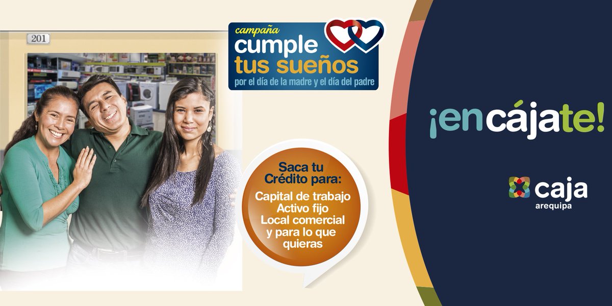 CajaArequipa's tweet photo. @CajaArequipa tiene el crédito para tu negocio #encajate a nuestra nueva campaña https://t.co/sH46tOM7ay https://t.co/WXM28wik26