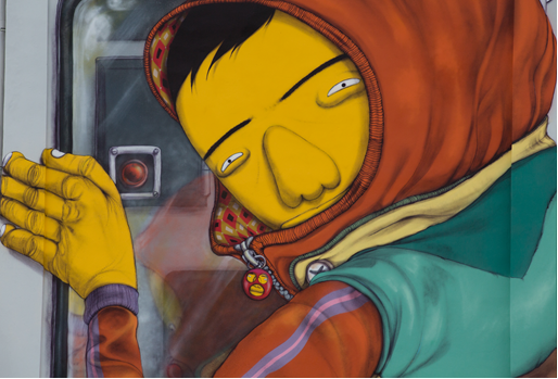 AltriMondiGazza's tweet photo. All'@hangarbicocca di Milano si inaugura stasera il murales di @OsGemeos per il progetto #OutsidetheCube. https://t.co/s1QRDAzH27