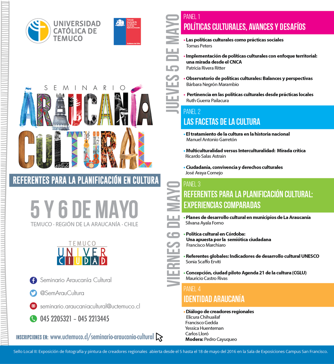 SemArauCultura's tweet photo. Programa oficial del Seminario! @culturaraucania @Silvatomica @Patrici18400040 @CDR_UCTemuco @VivaComuna_UCT https://t.co/FcrSw9BfKl