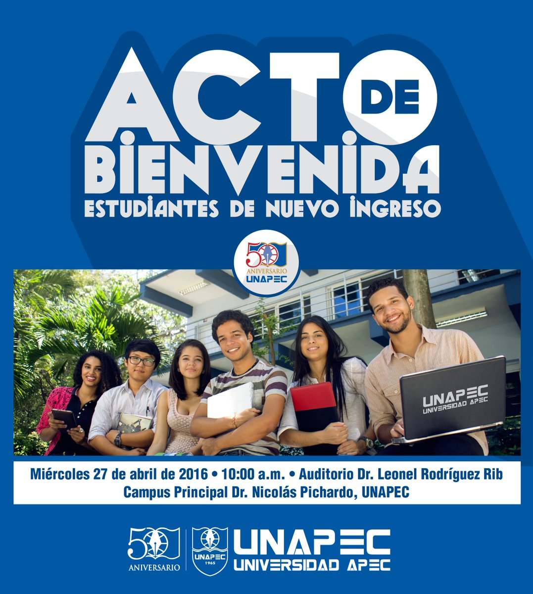 UNAPEC's tweet photo. Acto de bienvenida para estudianets de nuevo ingreso (mayo-agosto 2016) https://t.co/6oap4x32pn