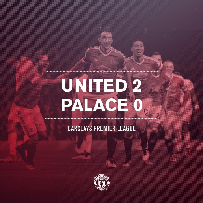 FT: United 2-0 Palace. Gol indah Darmian menggandakan gol bunuh diri di awal laga dan mengunci kemenangan #mufc.