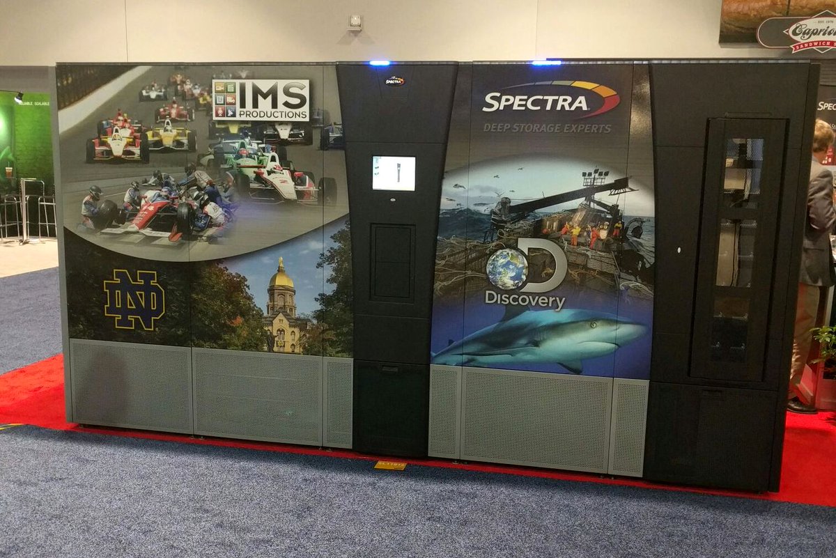 spectralogic's tweet photo. #Spectra showcases M&E end users @NotreDame @DiscoveryComm & @IMSProductions on custom #EETFinity skin at #NABShow. https://t.co/16FYa4V0dK