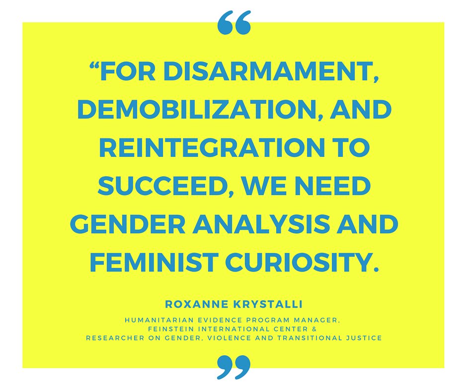 Consortium_GSHR's tweet image. Missed the last #CGSHRspeaker event?Here&apos;s our favorite @rkrystalli quote on #genderanalysis &amp;amp; #DDR.#WednesdayWisdom