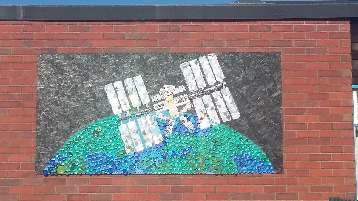 Our fantastic, recycled piece of artwork was shining brilliantly in the afternoon sunshine today! #outofthisworld
