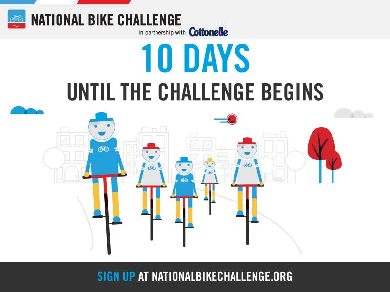 peopleforbikes's tweet photo. It’s almost here! The National Bike Challenge begins in 10 days. Sign up at https://t.co/8nE16V44hB today. #RideNBC https://t.co/ivdBXwRotg