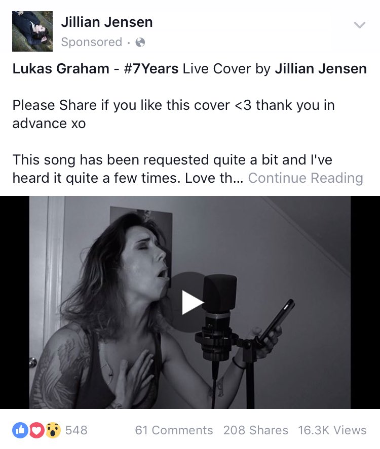 AmberEyesPT's tweet photo. Go watch &amp; share @ItsJillJensen's latest cover "7 Years Old" by @LukasGraham on Facebook! https://t.co/0OKBdxbwog https://t.co/w0eX5Q5JWx