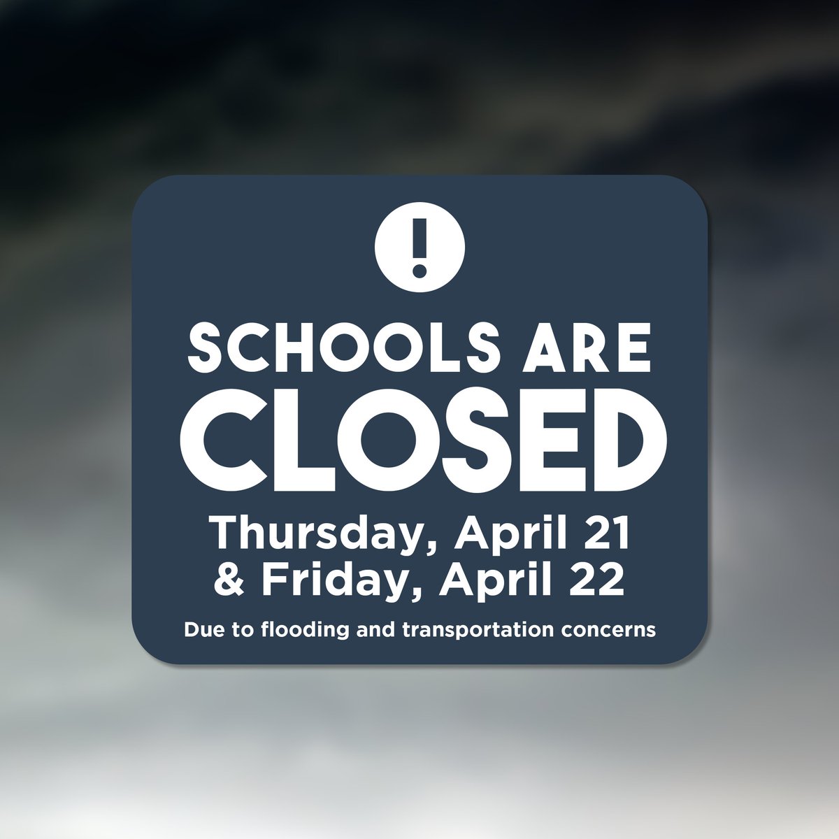 CyFairISD's tweet photo. Due to hazardous roads, school damage &amp; displaced families, all schools &amp; facilities are closed through April 22. https://t.co/gdduRWPUgg
