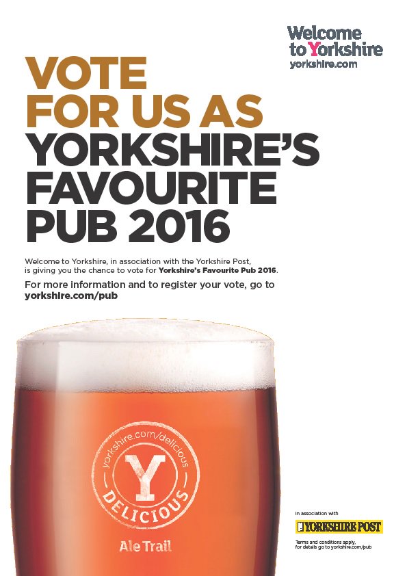 VOTE FOR US! Yorkshire's favorite pub.
ow.ly/4mTdQs