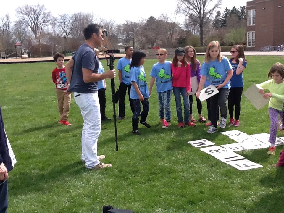 How do you engage students on a beautiful afternoon? Outdoor Scrabble with @JasonColthorp @Local4News @Howeys4th
