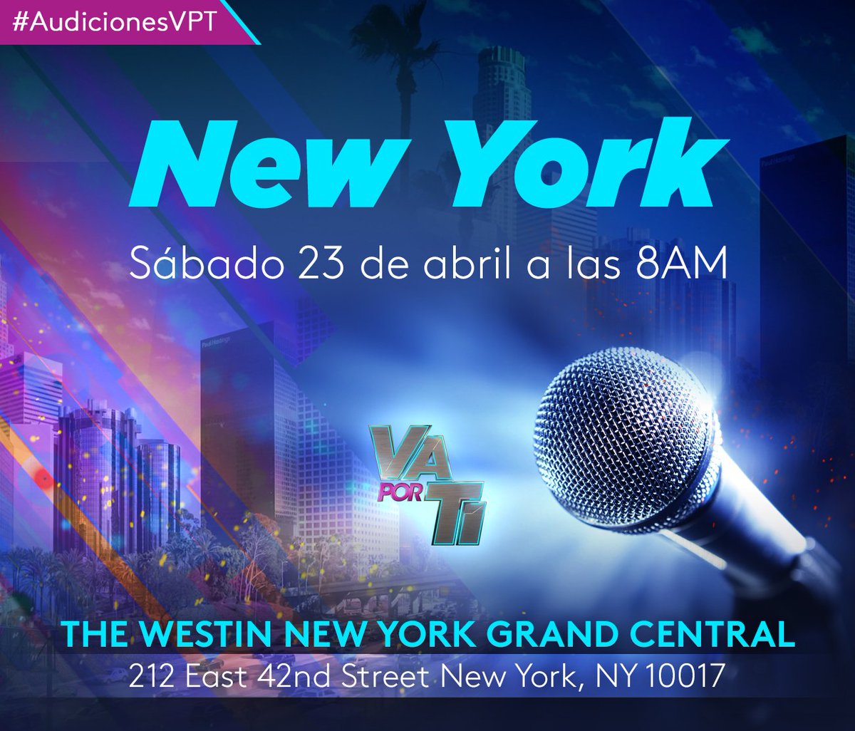 Univision's tweet photo. Este sábado cerramos el ciclo de #AudicionesVPT en New York. ¿Estás listo? https://t.co/RiKEalwk3A https://t.co/kRDYdoez3R
