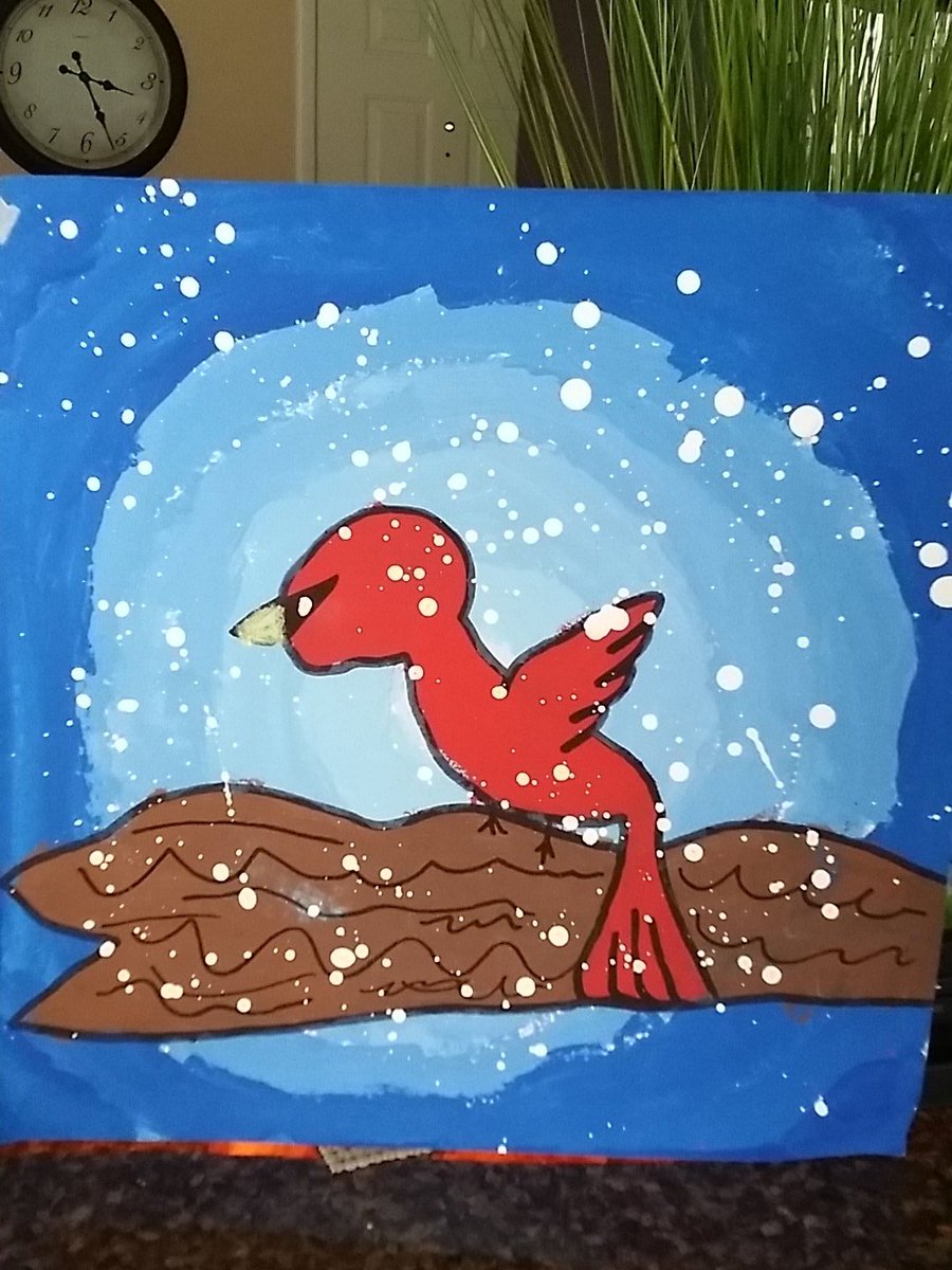 nrgx4's tweet image. Great job with this painted cardinal Julia! Awesome! @LakeElemMOL @Art_WithMrsB #onceacard #3rdgradersrock