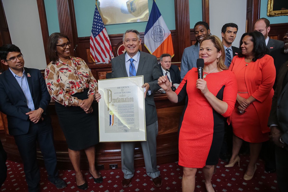 NYCCouncil's tweet photo. .@MMViverito honors legendary Puerto Rican journalist/activist @juangon68 for decades of groundbreaking work 4 NYers https://t.co/Bjv5FXObh5