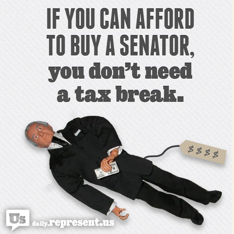 representus's tweet image. Why does it feel like the tax breaks always go to those people ... #corruption