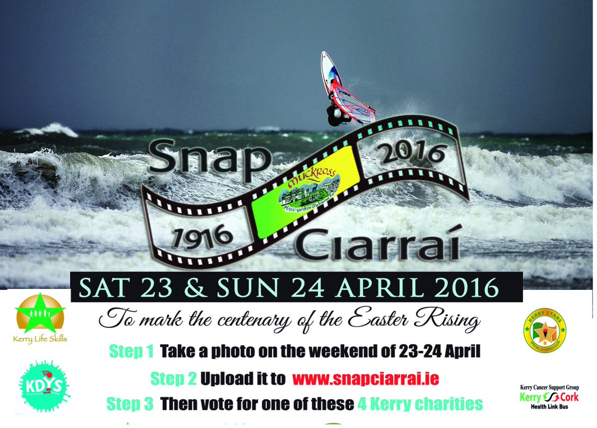 SnapCiarrai's tweet photo. get ready to snap for Kerry this weekend and raise €€ for 4 charities @MuckrossHouse @KerDioYouthServ @KerryCancer https://t.co/turHvesl8D