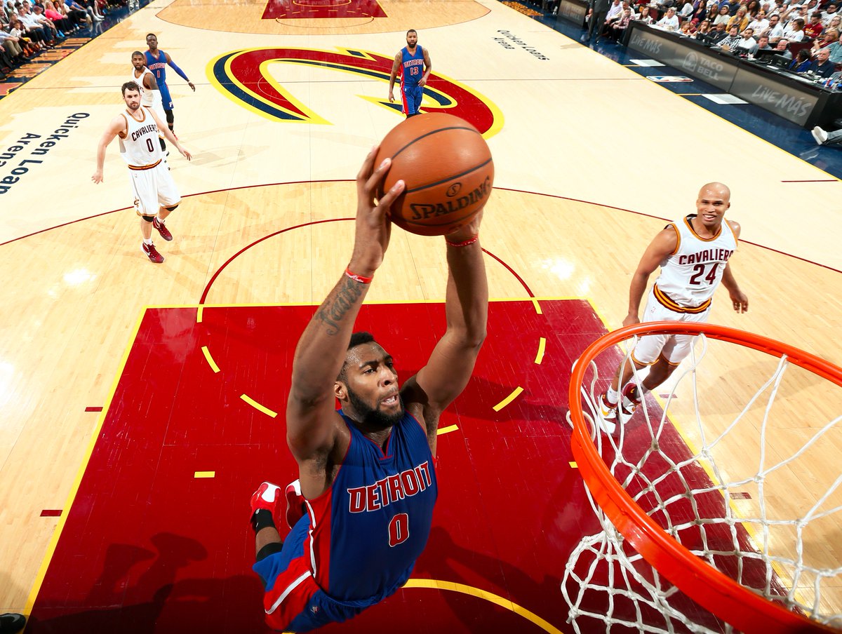 NBA's tweet image. LeBron (16 PTs) + Drummond (15 PTs) duel as @Cavs hold a 55-53 edge over @DetroitPistons at the half on @NBAonTNT.