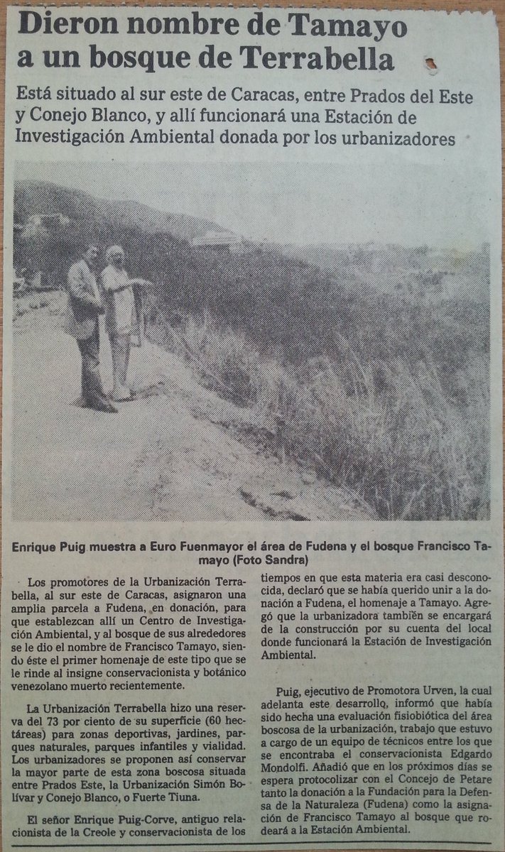 1/3 El 9-03-85 en <a href="/ElNacionalWeb/">El Nacional</a> salió artículo donde se dona a <a href="/AlcaldiaBaruta/">Alcaldía de Baruta</a> y <a href="/FUDENA/">Fudena</a> bosque en <a href="/UrbManzanares/">Manzanares</a>