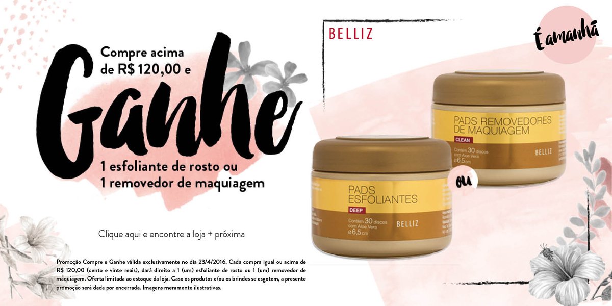 pernambucanas's tweet photo. Amanhã, 23/4, nas compras acima de R$120, você ganha um esfoliante de rosto ou um removedor de maquiagem da #Belliz. https://t.co/h5h8ZMvg4d