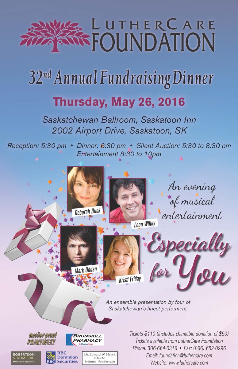 Excited to be performing at LutherCare fundraising dinner May 26 <a href="/SaskatoonInnCC/">SaskatoonInn</a> Info/tix: luthercare.com/component/cont…