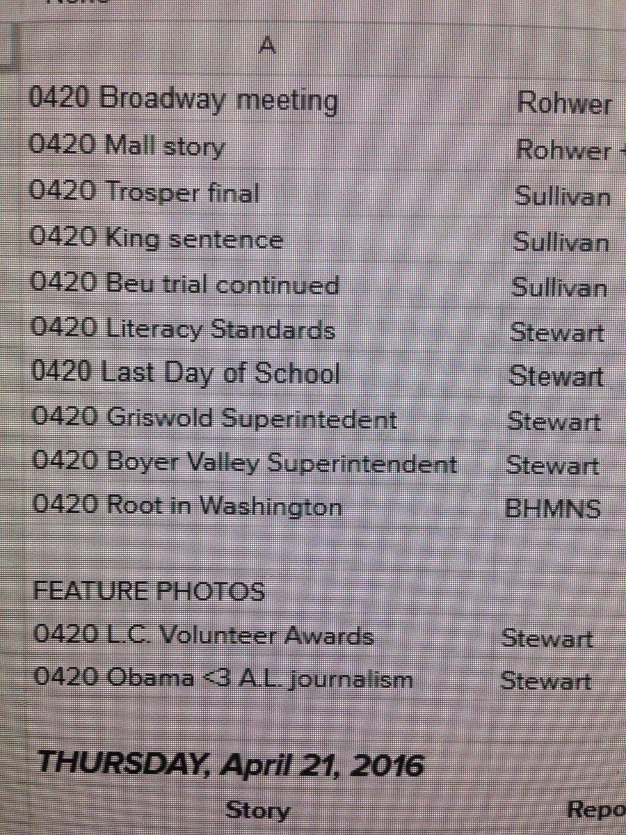 emily_rj's tweet photo. A behind the scenes story budget lol for @ALHSJournalism Obama <3 you, guys #studentjournalism #ALLynx https://t.co/5bNUfxS0xb