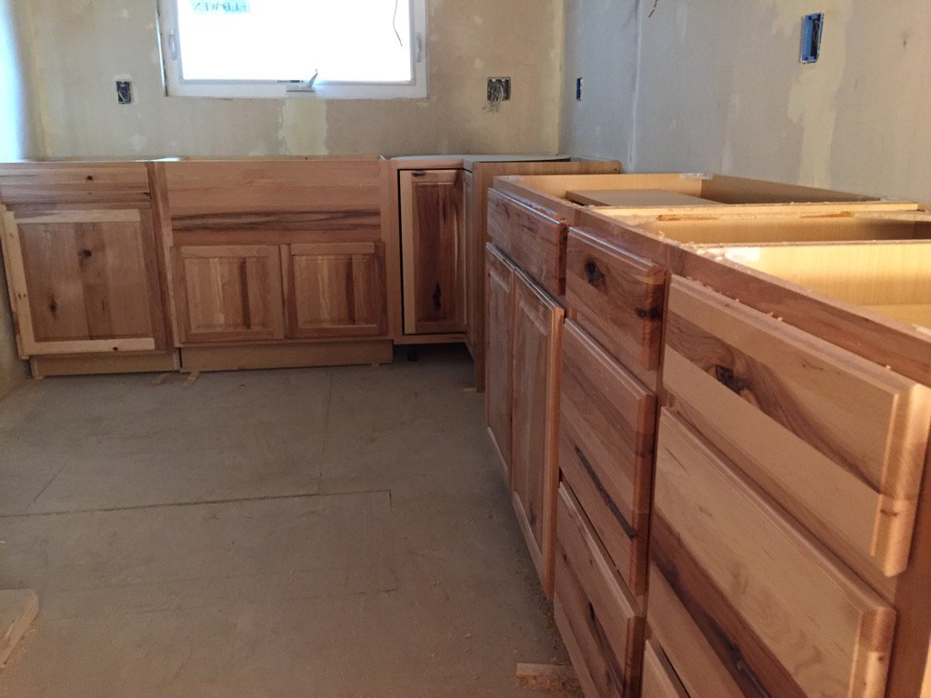 MustardSeedTH's tweet photo. #tinyhouse hickory cabinets installed from #menards https://t.co/UvAIGocsNI