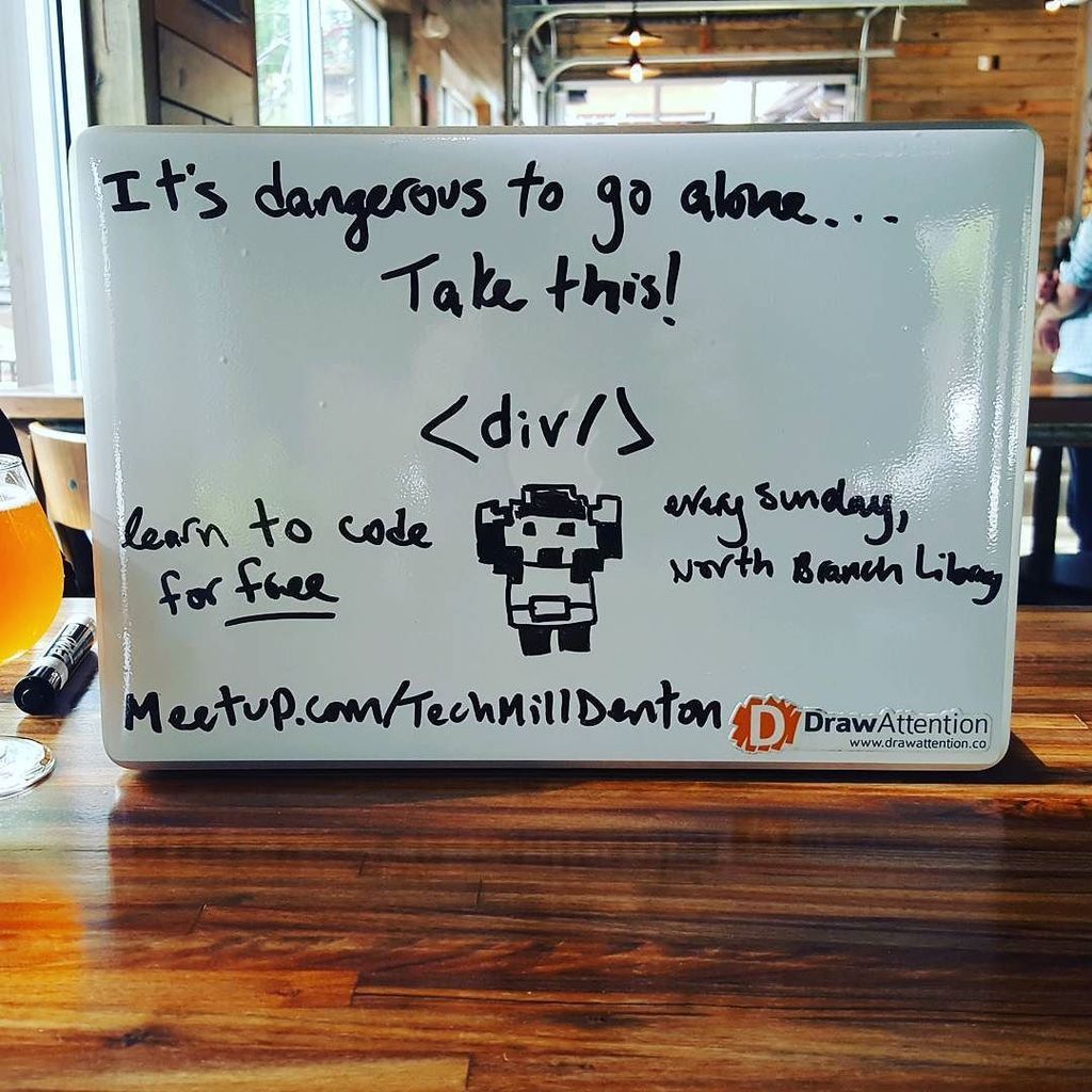 Teaching people to code. What do you #drawattention to? <a href="/techmilldenton/">TechMill Denton</a> #denton #tech #webdev