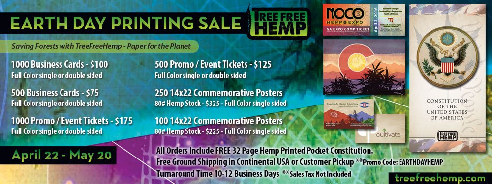 MorrisBeegle's tweet photo. #EarthDay #HempPrinting promo @ https://t.co/652jaab8Mg #hemppaper #treefree @organiccowboy @NatHempAssoc #savetrees https://t.co/VuIqYX20dA
