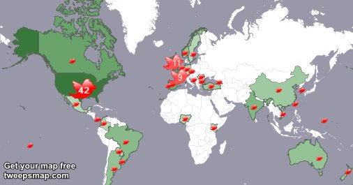 mc_mccloy's tweet photo. My followers live in 35 countries: USA(42%), UK.(11%)... https://t.co/dKR0xReurp
Get your free map! https://t.co/CfNKXJfULr