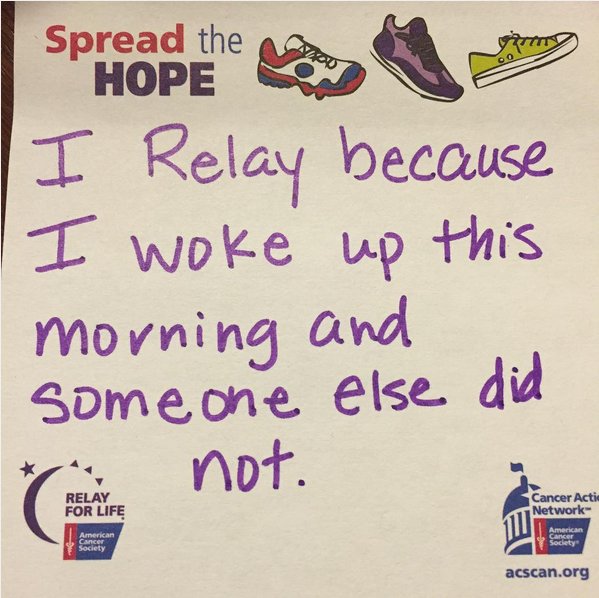 RelayForLife's tweet photo. #WednesdayWisdom from a #RelayForLife participant. https://t.co/kjmScpQyfC