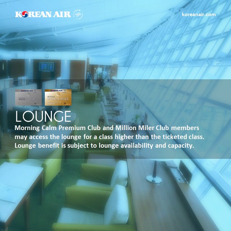 Korean Air Skypass Benefit Morning Calm Premium Club Million Miler Club Members Airport Lounge Access Jn
