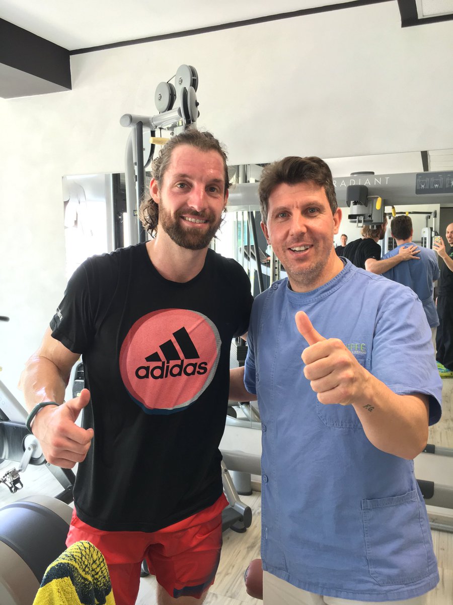 Andre  Begemann a riabilitarsi dopo l'intervento al gomito