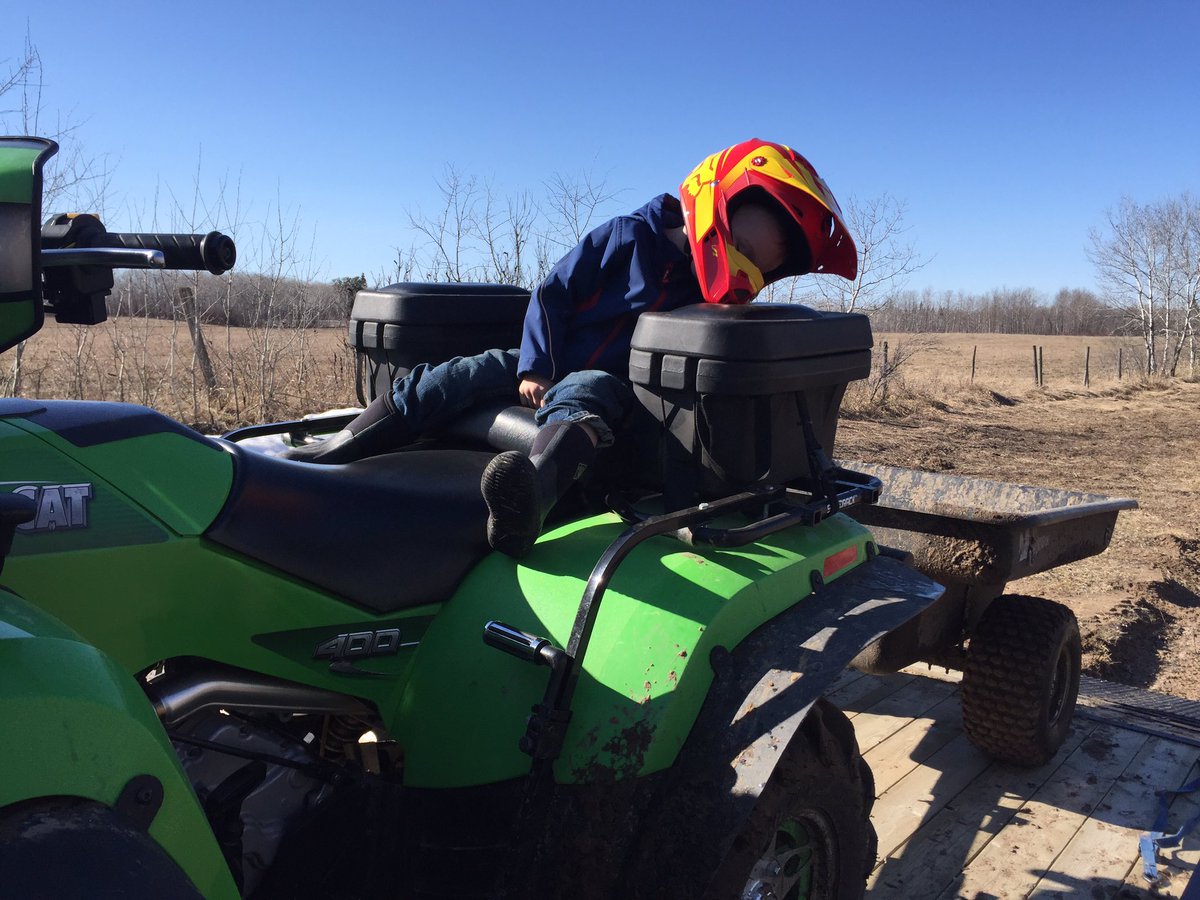 BBodnarchuk's tweet photo. My grandson Rylan had a big day in the bear bush and crashed shortly after we got going on the quad! ❤️ https://t.co/3EqqqyGLFF