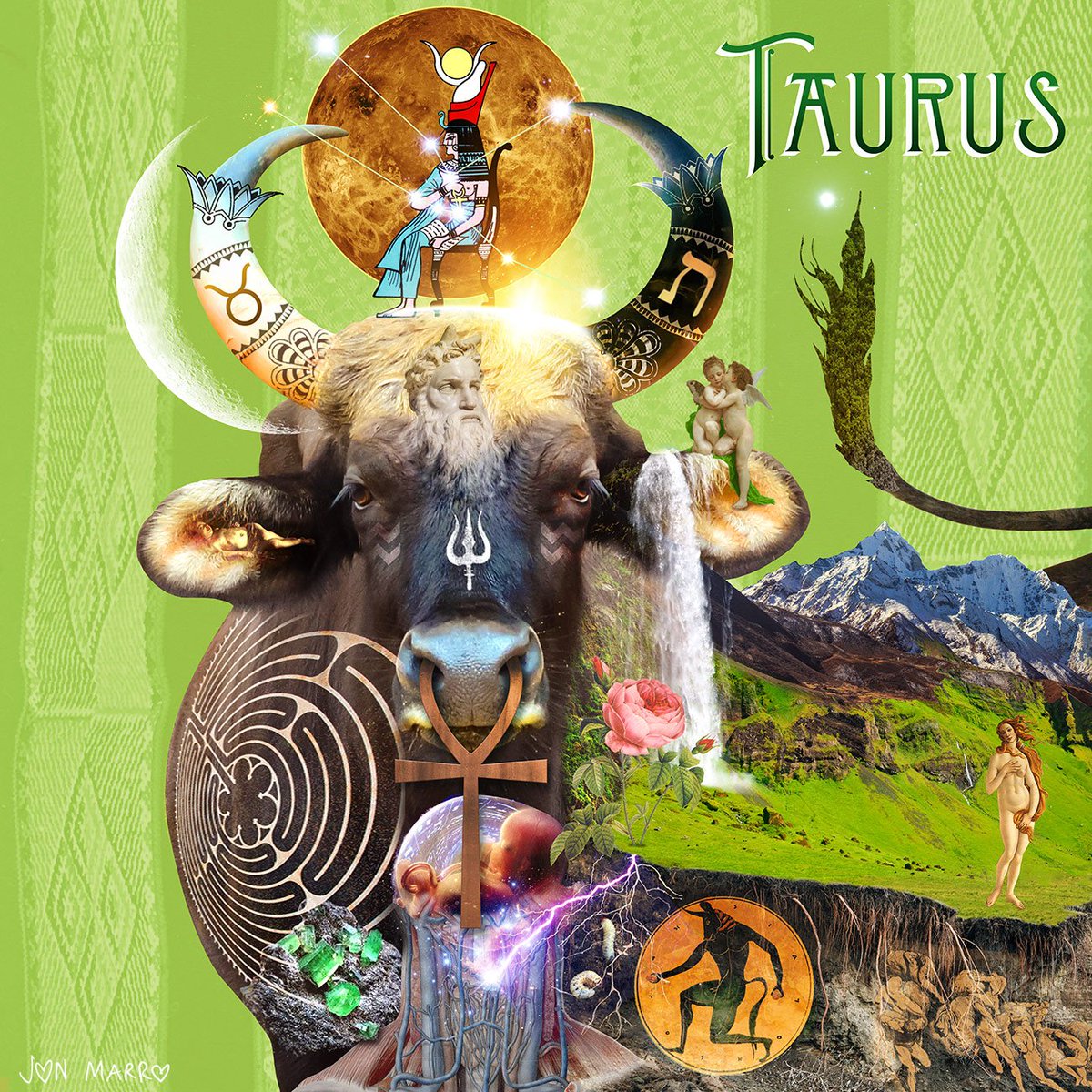 JonMarro's tweet photo. The second piece in my zodiac series: TAURUS! #taurus #zodiac #horoscope #earthsign #jonmarro https://t.co/MaGqzOidhi