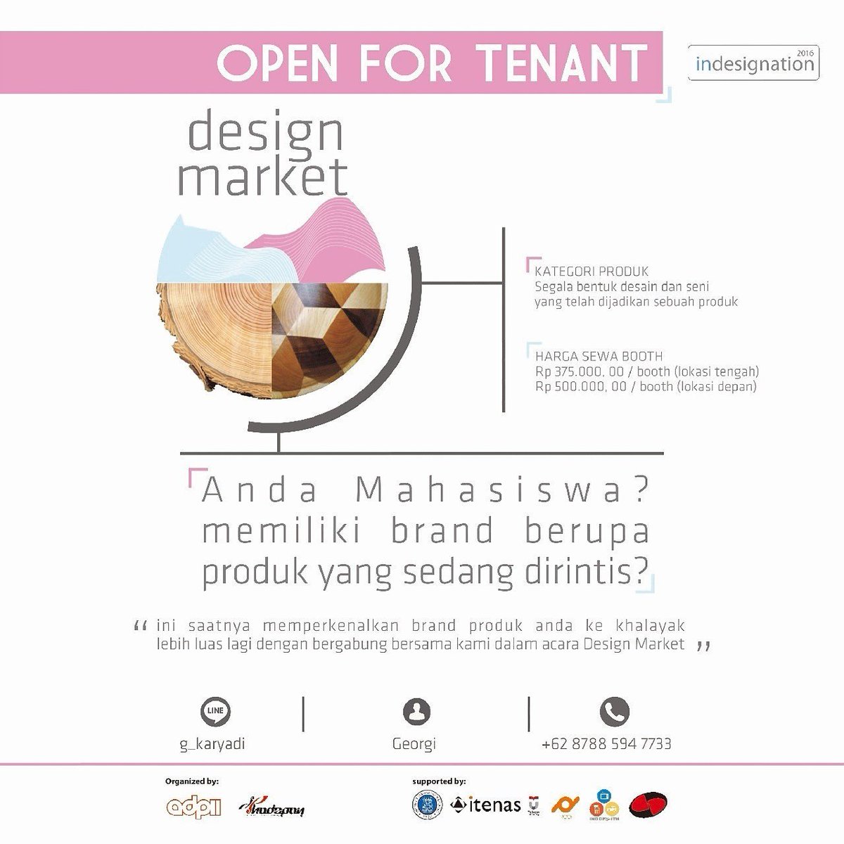 indesignation's tweet photo. Yukk!! Daftarkan brand produkmu di "DESIGN MARKET"! (khusus mahasiswa) informasi : (Line) @g_karyadi #indesignation https://t.co/dyyGjg9mIe