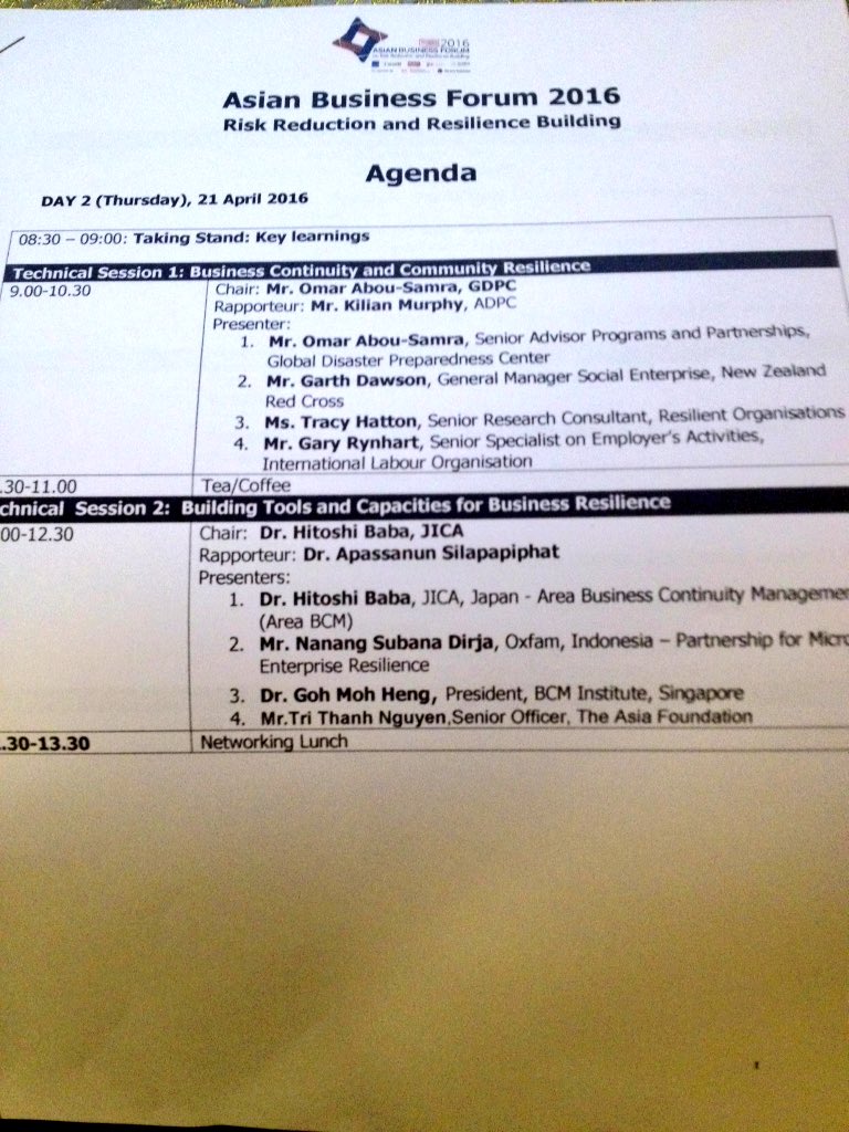 kilmur's tweet photo. NOW: #ABForum2016 @PrepareCenter discussion on Business continuity and community resilience @ADPCnet @iPrepareBiz https://t.co/hoW4mRNsdR