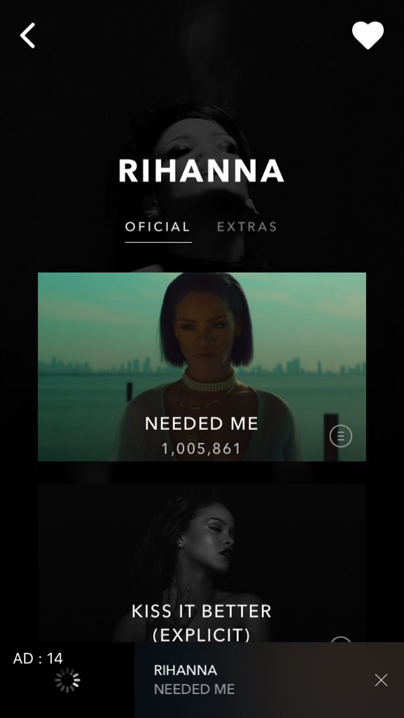 badnavyg4l's tweet photo. o clipe de needed me possui 1 milhão de views no VEVO e 2,5 milhões no YouTube https://t.co/fOnot1WVLo